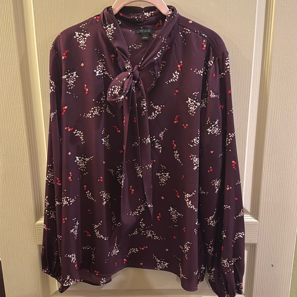Ann Taylor Long Sleeved V-Neck Blouse, Size L